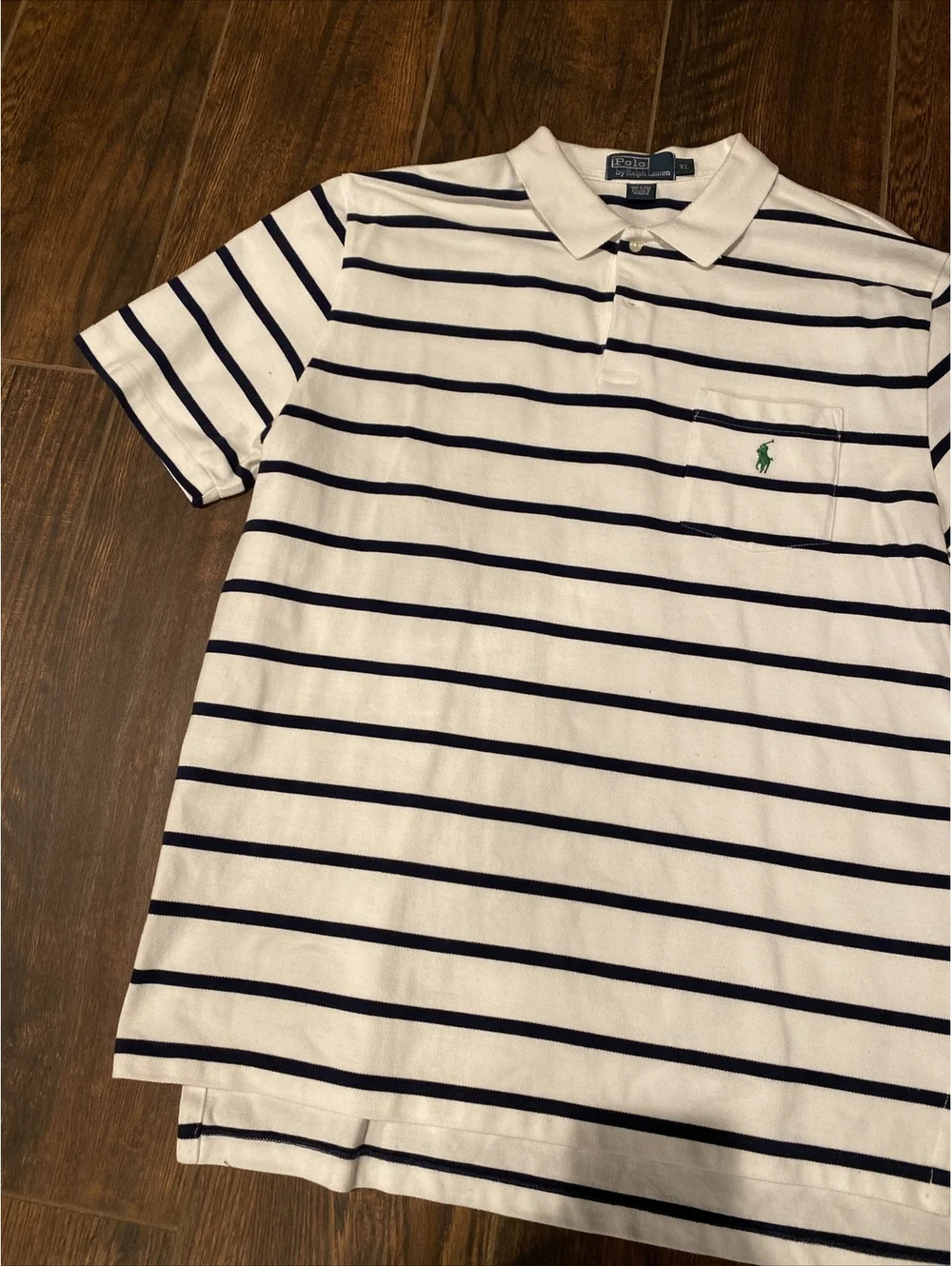 POLO RALPH LAUREN MEN SIZE XL WHITE STRIPED SHORT SLEEVE COLLARED POLO SHIRT